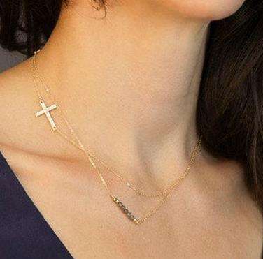 Trendy Layered Chains Collar Necklace TSN004 Golden