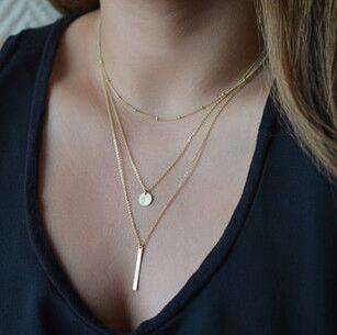 Trendy Layered Chains Collar Necklace TSN008 Golden