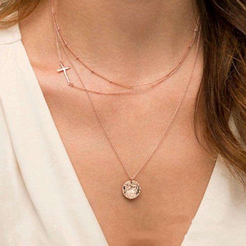 Trendy Layered Chains Collar Necklace TSN021 Golden