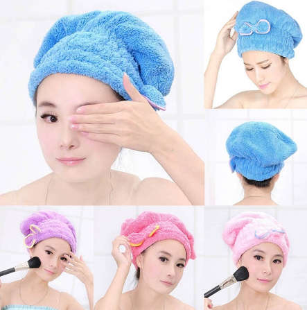 Hot Textile Useful Dry Microfiber Turban Quick Hair Hats Wrapp Towels Bathing