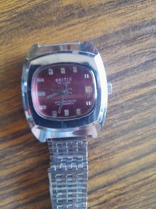BRITIX DE LUXE WATERPROTECTED ANTIMAGNETIC ANTIQUE 1970S WRIST WATCH