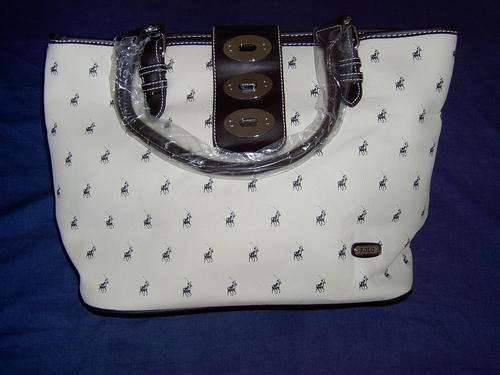 STUNNING  POLO HANDBAG IVORY AND BROWN