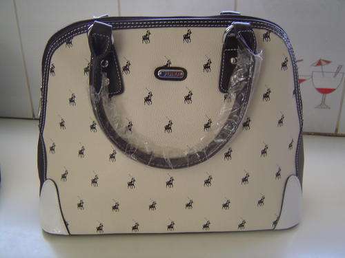 STUNNING  POLO HANDBAG IVORY AND BROWN...LOW LOW START