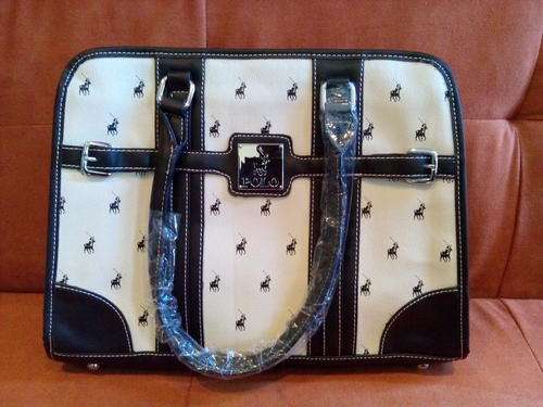 STUNNING  POLO HANDBAG IVORY AND BROWN...LOW LOW START