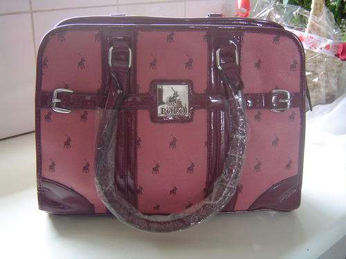 STUNNING  POLO HANDBAG MINK AND BURGANDY...LOW LOW START