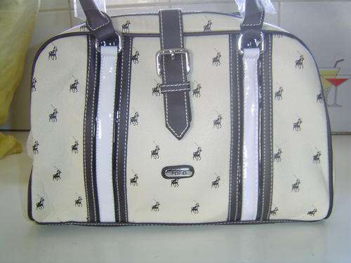 STUNNING  POLO HANDBAG IVORY AND BROWN NEXT DAY SHIPPING