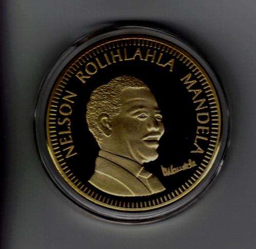 1 Hour only @@Low price@@ 1oz GOLD PLATED NELSON MANDELA 10 YEAR OF FREEDOM MEDAL