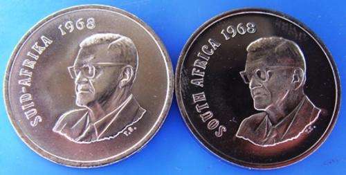 PRESIDENT CR SWART 20c COINS - 1 X PROOF & 1 X UNC
