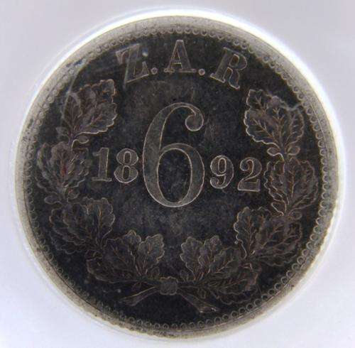 1892 6P NGC GRADED VF25 - UNGRADED VALUED @ R2400-00