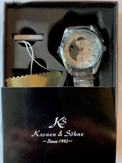 Kronen & Sohne Navigator Silver Automatic Mechanical Watch Mens