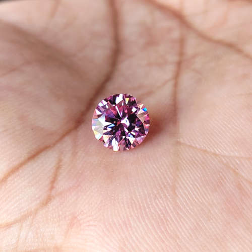 6.5mm 1.00ct Pink Color VVS1 Round Cut Moissanite Stone Loose Gemstone With Certificate