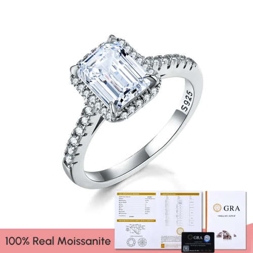 2 Ct 6*8mm Radiant Cut D Color VVS1 925 Silver Certified Moissanite Engagement Ring With Certificate