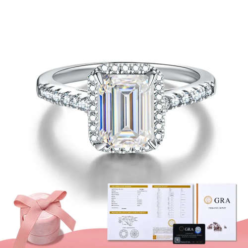 2 Ct 6*8mm Radiant Cut D Color VVS1 925 Silver Certified Moissanite Engagement Ring With Certificate