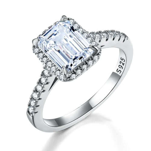 2 Ct 6*8mm Radiant Cut D Color VVS1 925 Silver Certified Moissanite Engagement Ring With Certificate