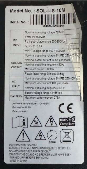 MECER Infinisolar 10kW Pure Sine Wave Hybrid 3 Phase Solar Inverter