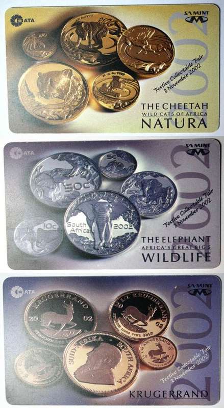 SA - 3 Coin related used phone cards (1 bid for all 3 cards)