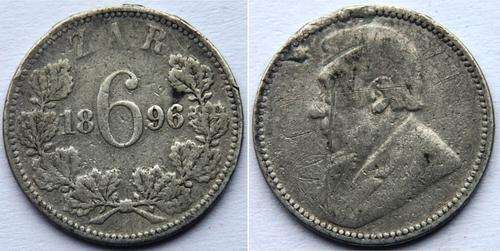 CrAzy - cRaZy - ZAR - 1896 Silver Sixpence - CRAZY LOW START!!!!!!!!!!!!!!!!