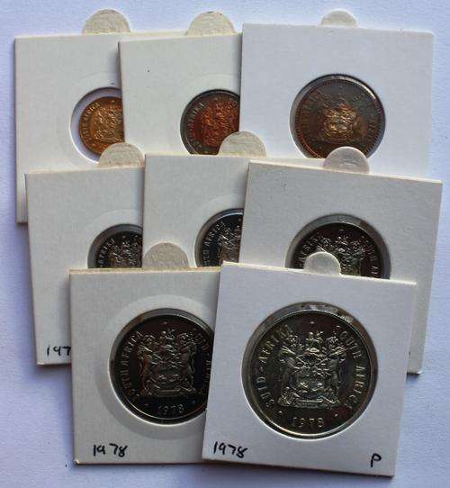 SA Decimal complete Proof set coins - 1978 - in coin flips (including Silver R1) - CAT=R 450!!!