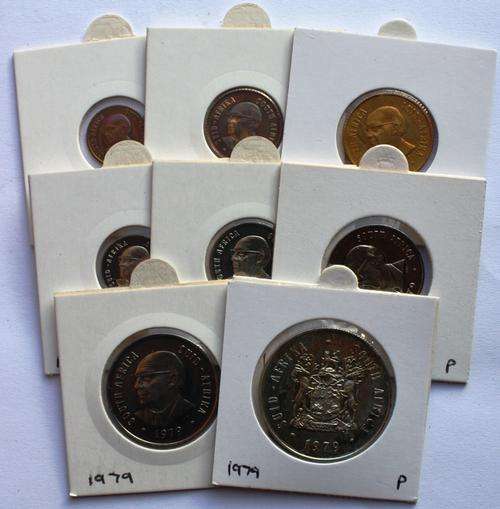SA Decimal complete Proof set coins - 1979 - in coin flips (including Silver R1) - CAT=R 450!!!