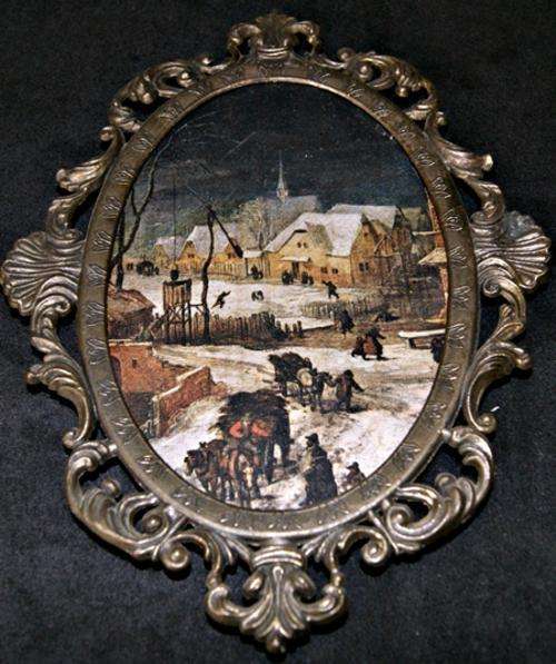 Silk painting in gilt metal frame (NO FRAME GLASS)