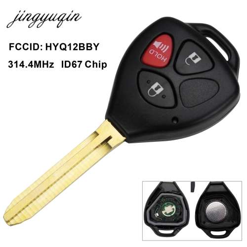 Jingyuqin 3 Button Remote Key Smart Car Key Fob 314.4Mhz For Toyota 2005-2008 Hilux HYQ12BBY 4D67 Ch