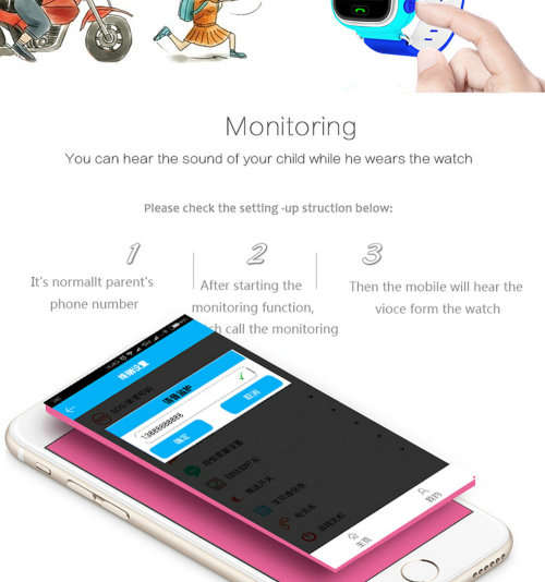 Mi Q90 GPS Phone Positioning Fashion Children Watch 1.22inch Color Touch Screen WIFI SOS Smart Watch
