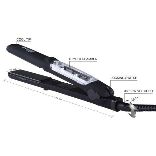 MADAMI Professional Argan Oil Vapor Salon Steam Hair Straightener Flat Iron