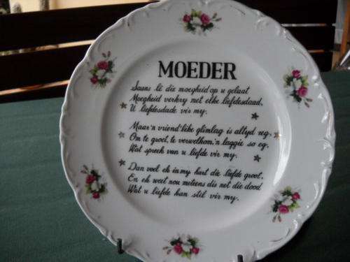 Porseleinbord "Moeder" met staander