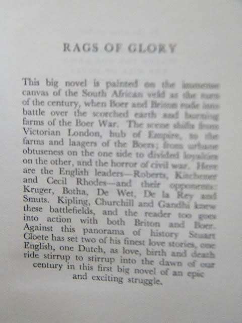 RAGS OF GLORY  by Stuart Cloete  (Historical Novel)