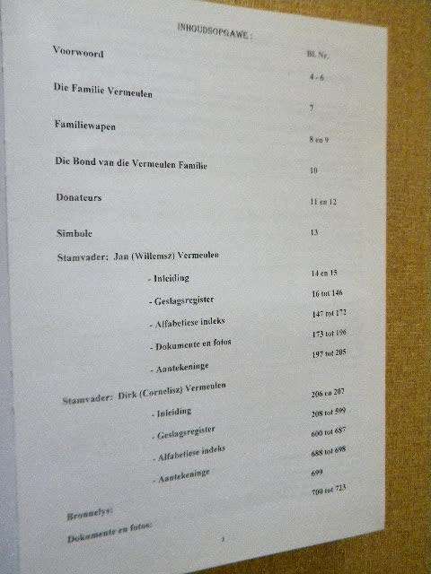 DIE GESLAGSREGISTER VAN DIE VERMEULEN FAMILIE  Samestellers: Johan en Izak Vermeulen  Unieke Nr 242
