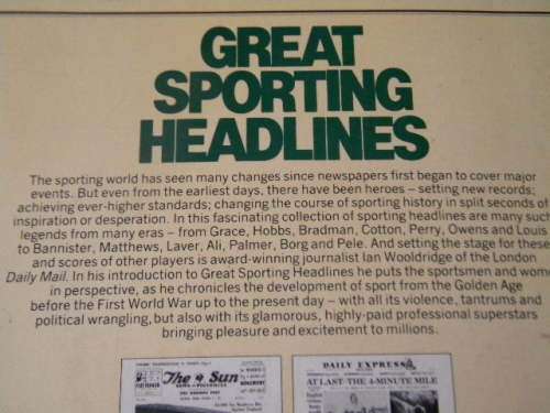 GREAT SPORTING HEADLINES  Introduced by Ian Wooldridge
