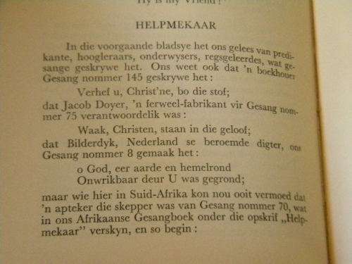 DIE VERHAAL VAN ONS GEESTELIKE LIEDERE  deur P. C. van der Merwe