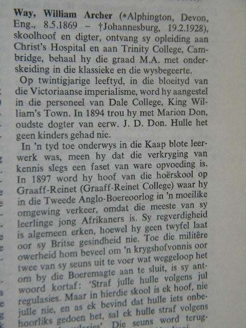 SUID-AFRIKAANSE BIOGRAFIESE WOORDEBOEK  Deel I  Hoofredakteur: W.J. de Kock