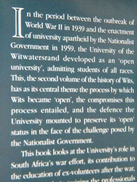 WITS THE "OPEN" YEARS  by Bruce K. Murray