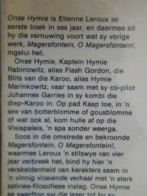 ONSE HYMIE  deur Etienne Leroux