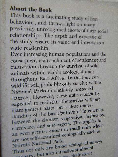 THE SOCIAL LIFE OF THE LION  by Judith A Rudnai  (Behaviour of wild lions in Nairobi National Park)