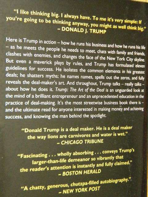 TRUMP THE ART OF THE  DEAL   Donald Trump with Tony Schwartz