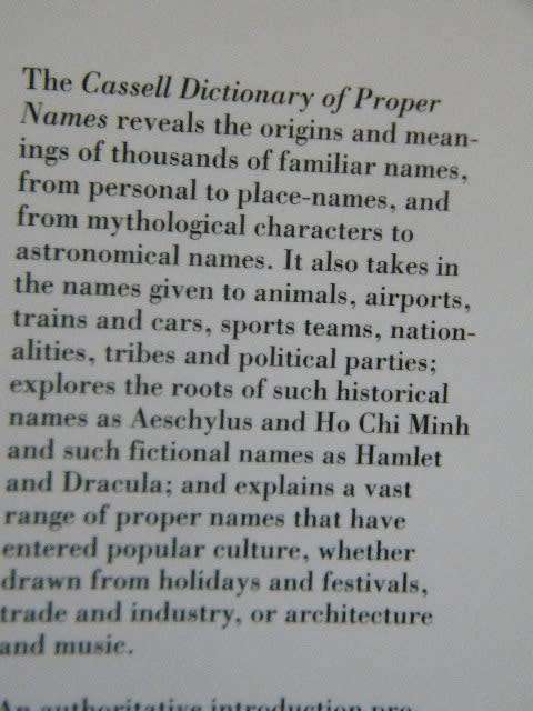 CASSELL DICTIONARY OF PROPER NAMES  by Adrian Room