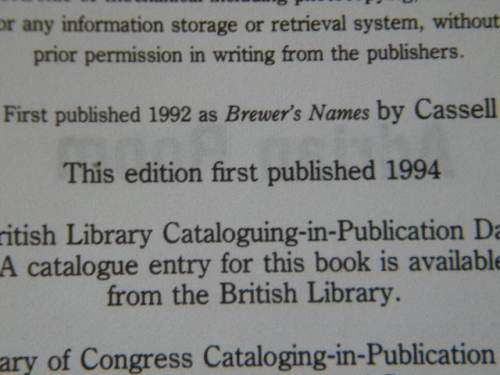CASSELL DICTIONARY OF PROPER NAMES  by Adrian Room