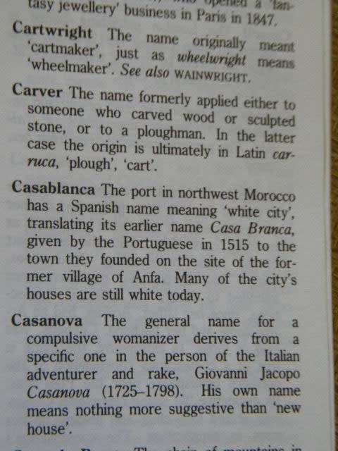 CASSELL DICTIONARY OF PROPER NAMES  by Adrian Room