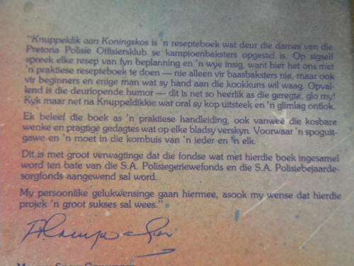 KNUPPELDIK AAN KONINGSKOS  Beproefde resepte van Pretoria Polisie Offisiersvroueklub