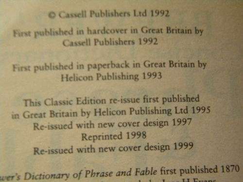 BREWER`S CONCISE DICTIONARY OF PHRASE and FABLE