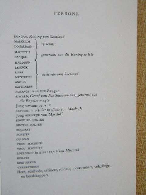 MACBETH deur Shakespeare Vertaal deur Eitemal