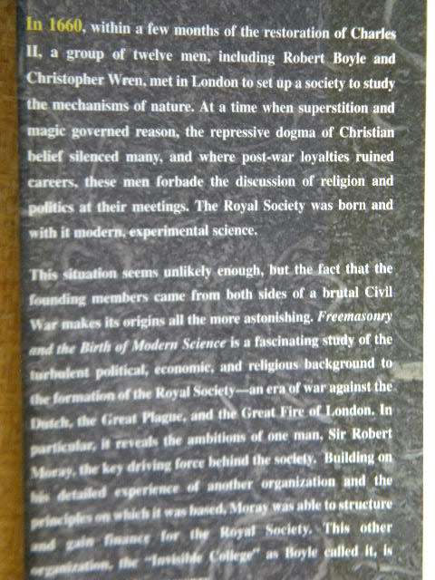 FREEMASONRY AND THE BIRTH OF MODERN SCIENCE  by Robert Lomas