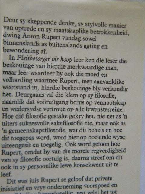ANTON RUPERT: PLEITBESORGER VIR HOOP  deur W. P. Esterhuyse
