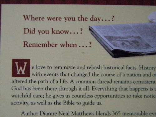 ON THIS DAY:  365 Devotions on Intriguing Events That Happened  by Dianne Neal Matthews