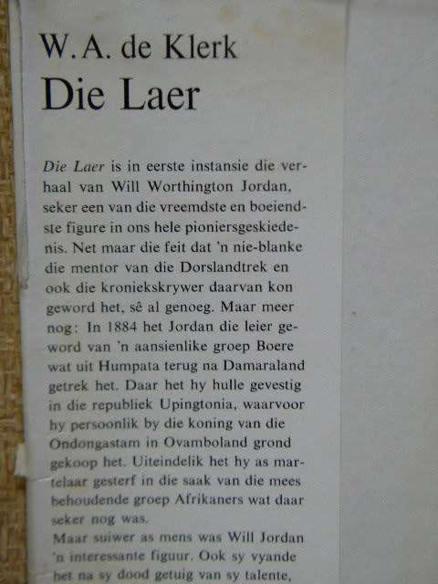 DIE LAER  deur W. A. de Klerk  (ROMAN)