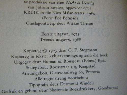 DIE AFRIKAANSE OPERETTEGIDS deur Frits Stegmann