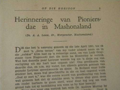 OP DIE HORISON Kwartaalblad van Ned. Geref. Kerk in SA i.v.m. Sending en verwante vraagstukke