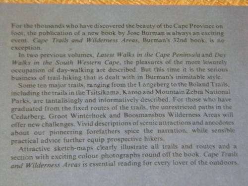 CAPE TOWN TRAILS AND WILDERNESS AREAS  by Jose Burman